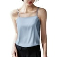 thumbnail image 1 of ManxiVoo Flowey Summer Satin Blend Loose Fit Camisole for Women Layering Under Suits Breathable Bottoming Top Ice Silk Texture XL Size Blue, 1 of 6