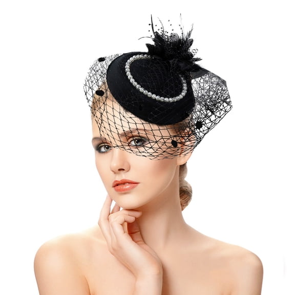 ManxiVoo Formal Pillbox Fascinator Hat for Women Elegant Flower Decor Tea Wedding Church Ball Gala Occasion Black