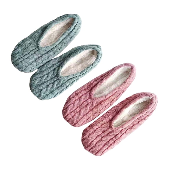 ManxiVoo Fuzzy House Slipper Socks for Women Warm Knit Indoor Booties with Anti SChild Dots Soft Comfortable Sleepwear 2 Pairs
