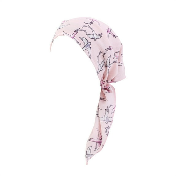 ManxiVoo Headbands for Women, Womens Summer Printing Drape Headscarf Cap Ethnic Wind Binding Cap Hair Protection Cap Head Scarf Beige One Size