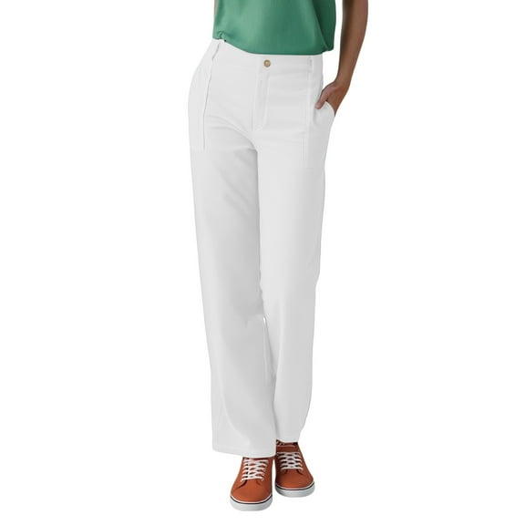 ManxiVoo High Waist Cargo Pants for Women Loose Fit Wide Leg Trousers for Travel and Hiking S Size White