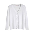 thumbnail image 1 of ManxiVoo Ladies Buttoned Cardigan Sweater in Mercerized Cotton with Loose Fit for Versatile Layering and Comfortable Style XL Size White, 1 of 8