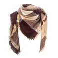 thumbnail image 1 of ManxiVoo Ladies Plaid Scarf With Fringe Detail Reversible Triangle Shawl Lightweight Soft Fashion Accessory Checkered Pattern Two Tone Wear Coffee, 1 of 3