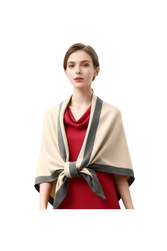 Ladies Qipao Style Thickened Shawl Outerwear for Shoulder and Neck Protection in Air Conditioned Rooms Cape Scarf Design Beige