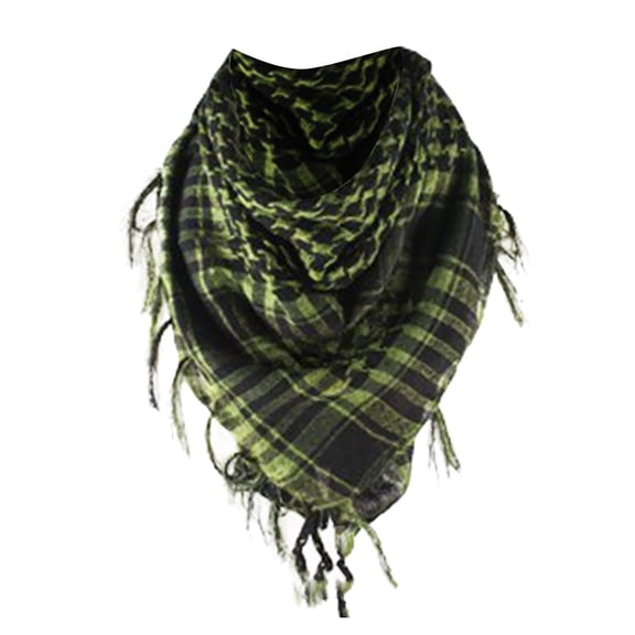 ManxiVoo Lightweight Plaid Scarf with Fringe Details Breathable Cotton Headwear Neck Wrap Multifunctional Outdoor Camping Accessory Unisex Design