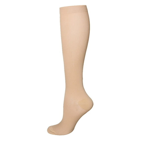 ManxiVoo Medium Calf Compression Socks for Sports and Daily Wear Breathable Support Socks to Enhance Circulation and Comfort L Size Beige