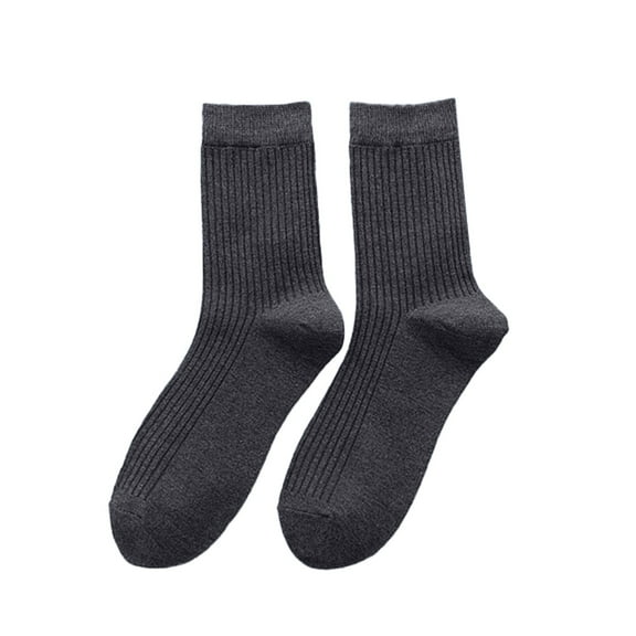 ManxiVoo Men's Casual Business Dress Socks Cotton Breathable Striped Tube Crew Socks for Daily Wear Grey