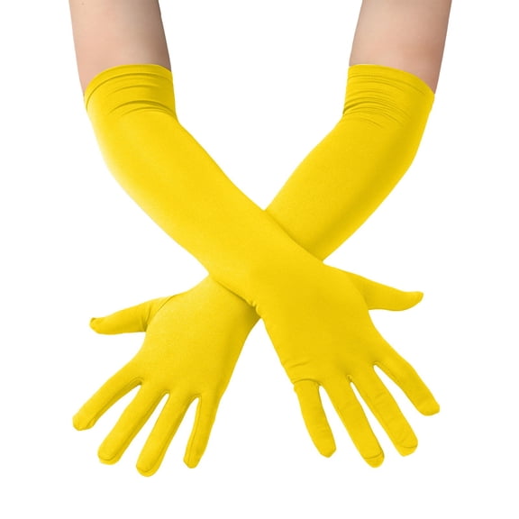 ManxiVoo Men's And Women's Spandex Costume Gloves Feature An 18 Inch Stretchy Length Making Them Perfect For Halloween Cosplay Long Opera Gloves And Themed Events Yellow