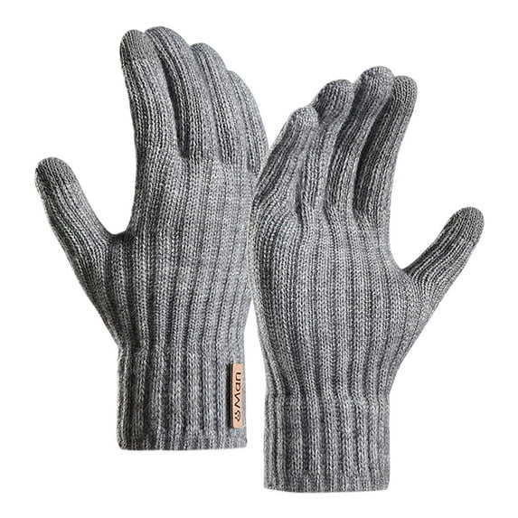 ManxiVoo Mens Knitted Winter Warm Woolen Gloves for Outdoor Cycling Sports and Everyday Use with Comfortable Fit One Size Size Grey