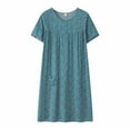 thumbnail image 1 of ManxiVoo Mid Length Sleep Dress Short Sleeve Cotton Silk Nightgown for Women Soft and Breathable Home Dress Loose Fit Plus Size Blue, 1 of 3