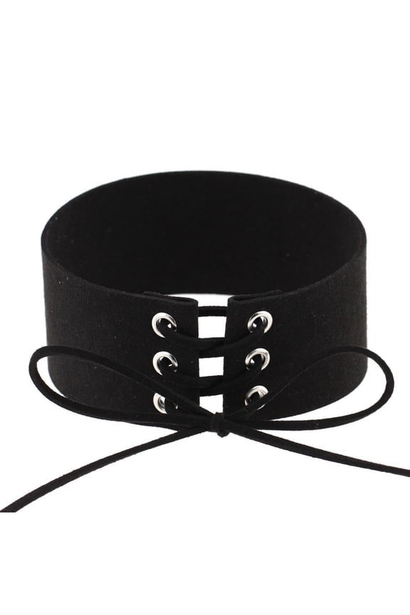 Minimalist Punk Style Adjustable Rope Necklace with Metal Rings Alternative Fashion Statement Black