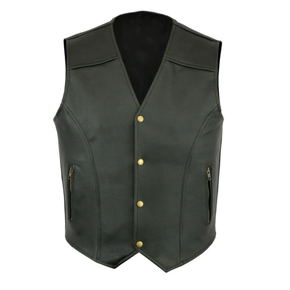 ManxiVoo Motorcycle Jacket Men Fashion Casual Cool Solid Color Vest Motorcycle Fleet Punk Leather Vest Coat Vest Jackets for Men Black M
