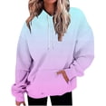 thumbnail image 1 of ManxiVoo Oversized Gradient Print Hooded Sweatshirt Women Casual Loose Long Sleeve Pullover with Pockets Fashion Tops XXL Size Pink, 1 of 9
