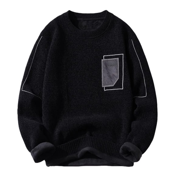 ManxiVoo Oversized Plush Lined Sweater For Women Long Sleeve Round Neck Casual Pullover Cozy Loose Fit Weekend Wear XXL Size Blue