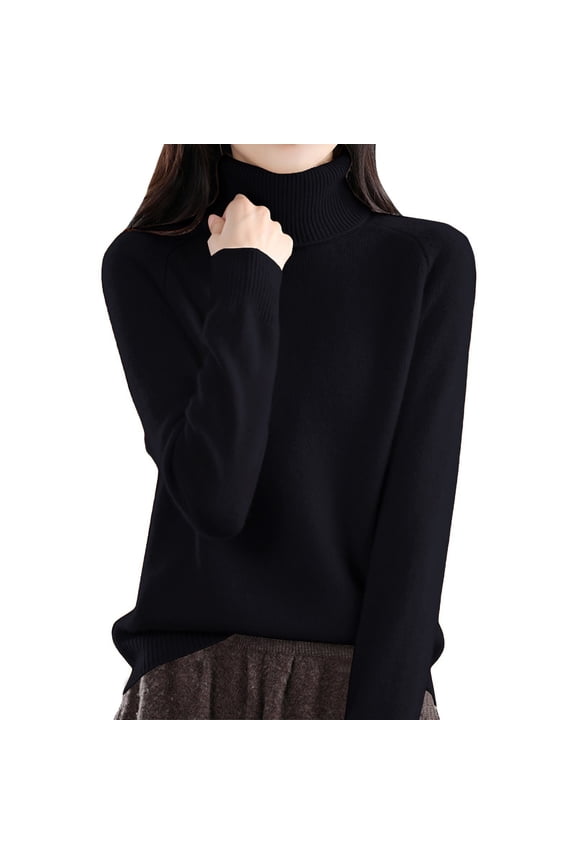 Oversized Turtleneck Sweater Women Soft Chunky Knit Pullover Top Cozy Cold Weather Long Sleeve Casual Winter Wear XXXL Size Black