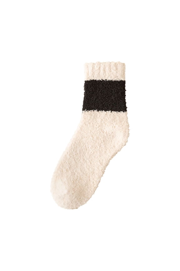 Plush Fuzzy Crew Socks For Women Luxuriously Soft Warm Slipper Socks For Home Relaxation Sleeping And Lounge Beige