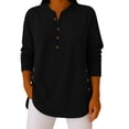 thumbnail image 1 of ManxiVoo Reversible Fleece Shirt for Women Button Front Long Sleeve Pullover Soft and Warm Layering Top for All Day Comfort L Size Black, 1 of 5