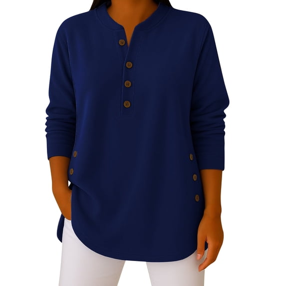 ManxiVoo Reversible Fleece Shirt for Women Button Front Long Sleeve Pullover Soft and Warm Layering Top for All Day Comfort S Size Navy