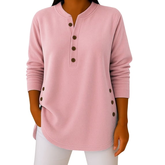 ManxiVoo Reversible Fleece Shirt for Women Button Front Long Sleeve Pullover Soft and Warm Layering Top for All Day Comfort XXL Size Pink