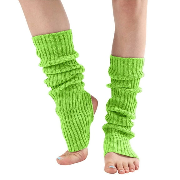 ManxiVoo Ribbed Knit Leg Warmers Stretchable Foot Covers for Dance Fitness Yoga and Retro Fashion Clear
