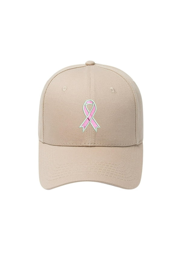 Ribbon Emblem Embroidered Cap Adjustable Awareness Headwear Support Themed Accessory Uplifting Headwear for Special Events Khaki