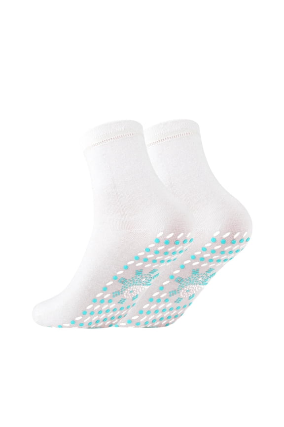 Self Heating Socks with Tourmaline Technology Breathable Cotton Blend Thermal Therapy for Outdoor Winter Sports and Daily Comfort One Size Size White