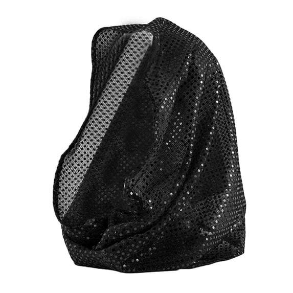 ManxiVoo Sheer Sparkle Headscarf Lightweight Breathable Shawl With Sequins For Stage Performance And Fashionable Headwear Black