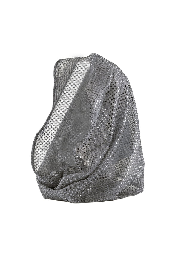 Sheer Sparkle Headscarf Lightweight Breathable Shawl With Sequins For Stage Performance And Fashionable Headwear Grey