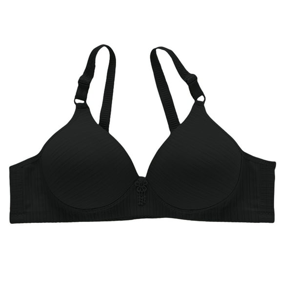 ManxiVoo Side Folded Full Coverage Wireless Bra for Women Soft Lightweight Support Minimizer with Wide Band XL Size Black