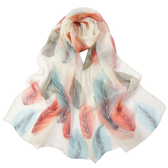 ManxiVoo Silk Scarf, Scarfs for Women Lightweight Print Floral Pattern Scarf Shawl Fashion Scarves Sunscreen Shawls and Wraps for Spring Silk Scarf for Women Beige5 One Size