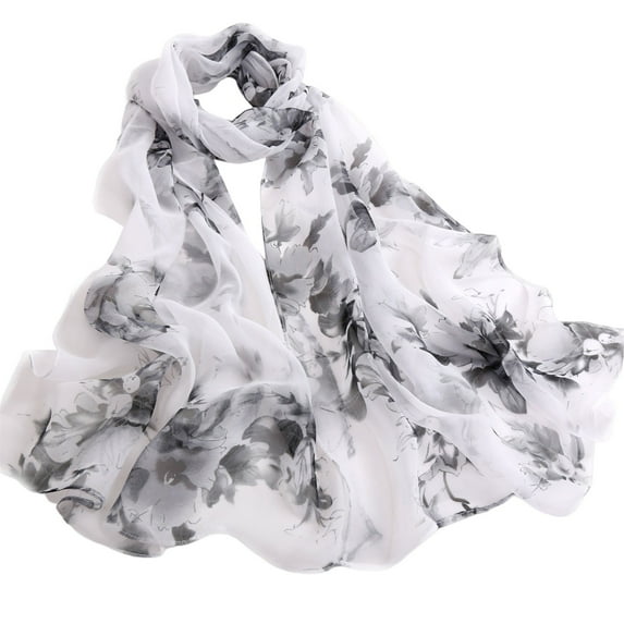 ManxiVoo Silk Scarf, Scarfs for Women Lightweight Print Floral Pattern Scarf Shawl Fashion Scarves Sunscreen Shawls and Wraps for Spring Silk Scarf for Women Black12 One Size