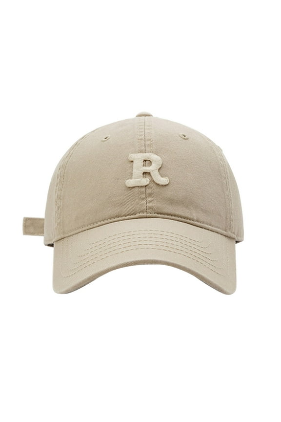 Soft Top Baseball Cap with R Letter Design for Big Head Fit Spring and Summer Outdoor Wear Lightweight and Adjustable for Daily Use Beige