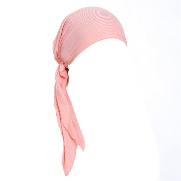 ManxiVoo Stretchable Breathable Turban Cap for Women Soft Comfortable Headwrap Seamless Chemo Beanie Hair Loss Head Cover Pink