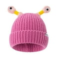 thumbnail image 1 of ManxiVoo Stretchy Knit Hat with Googly Eyes Funny Handmade Cute Unisex Pullover Cap for Photo Props Hot Pink, 1 of 9