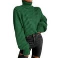 thumbnail image 1 of ManxiVoo Sweaters for Women Winter Women's Fashion Oversized Knitted Turtleneck Nylon Cotton Plus Size Women Sweater Womens Sweaters Green M, 1 of 5