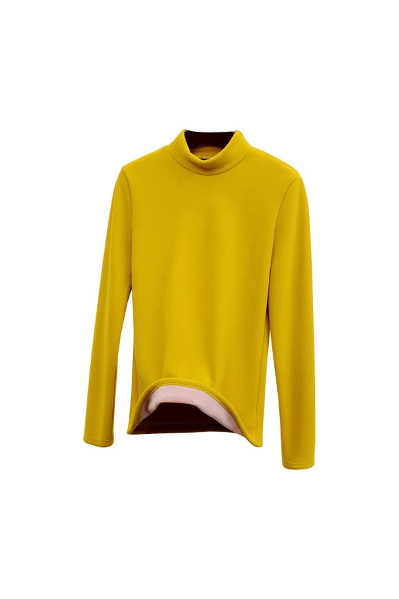 Thermal Lined Top Turtleneck Long Sleeve Ultra Soft and Warm Fleece Inner for Cold Weather Protection Winter Base Layer XL Size Yellow