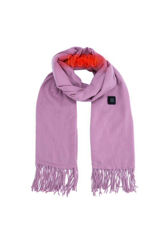 USB Powered Heating Scarf Rechargeable Neck Warmer Adjustable Temperature Soft Microfiber Winter Wear Pink