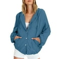 thumbnail image 1 of ManxiVoo UV Protection Long Sleeve Hooded Jacket for Women Lightweight Sportswear with Pockets Breathable Outdoor Casual Cover Up M Size Sky Blue, 1 of 9