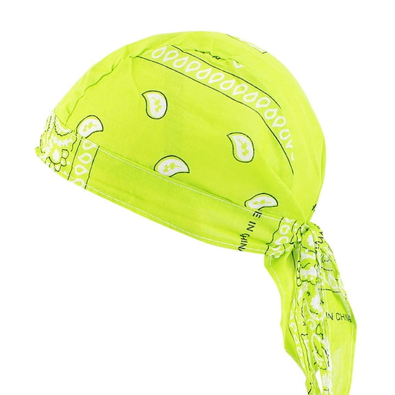 ManxiVoo Unisex Breathable Cotton Head Wrap Bandana Beanie Cap Sweat Wicking Quick Drying Biker Style Bandanna Yellow