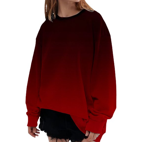 ManxiVoo Unisex Gradient Print Hooded Sweatshirt Comfort Fit Long Sleeve Casual Streetwear Top S Size Black