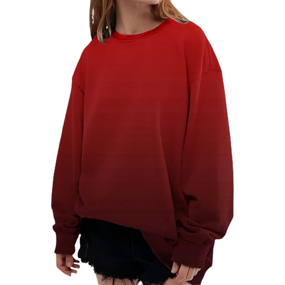 ManxiVoo Unisex Gradient Print Hooded Sweatshirt Comfort Fit Long Sleeve Casual Streetwear Top XXL Size Red