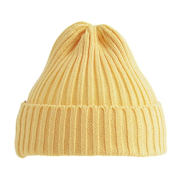 ManxiVoo Unisex Kids Beanie Hat Warm Knit Stocking Cap for Boys Girls Soft Winter Cap for Infants to Teens Stretchy Everyday Wear Yellow