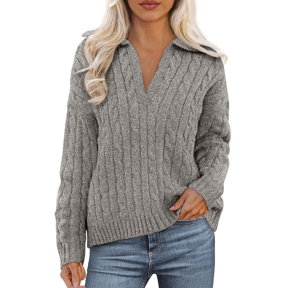 ManxiVoo V Neck Crochet Flared Sleeve Blouse for Women Autumn Winter Fashion Soft Breathable Top L Size Grey