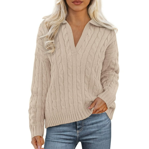 ManxiVoo V Neck Crochet Flared Sleeve Blouse for Women Autumn Winter Fashion Soft Breathable Top L Size Khaki