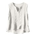 thumbnail image 1 of ManxiVoo V Neck Tank Top Top for Women Pleated Sleeveless Shirt Breathable Cotton Linen Blend for Layering Under Blazers and Cardigans L Size White, 1 of 8