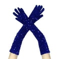 thumbnail image 1 of ManxiVoo Velvet Sparkle Sequin Gloves Extended Arm Sleeves Glamorous Party Accessory For Night Out And Festive Gatherings Blue, 1 of 4
