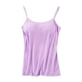 thumbnail image 1 of ManxiVoo Vest for Women Bras Top for Women Tank Tops Adjustable Strap Sleeveless Basic Solid Camisole V Neck Camisole with Built in Padded Bra Vest Tank Tops Purple S, 1 of 4
