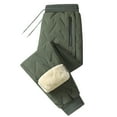 thumbnail image 1 of ManxiVoo Weather Resistant Winter Pants with Thermal Plush Lining Textured Cotton Trousers Featuring Zippered Pockets for All Season Protection XXXXL Size Green, 1 of 5