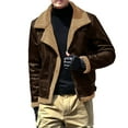 thumbnail image 1 of ManxiVoo Winter Coats for Men Leather and Integrated Lamb Men's Jacket with Thickened Suede Jacket for Warmth Jackets for Men Coffee L, 1 of 5