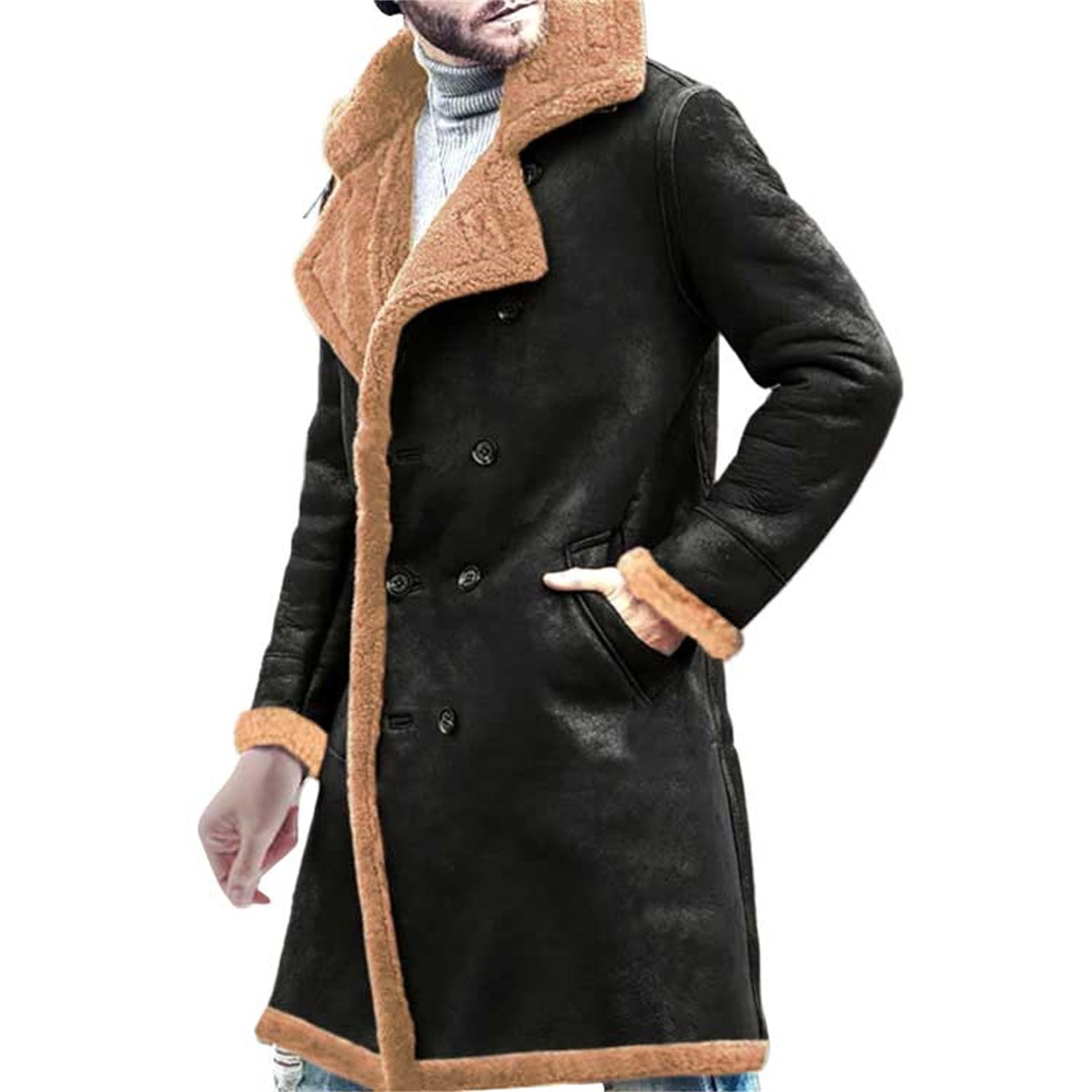 ManxiVoo Winter Coats for Men Leather and Integrated Men's Coat